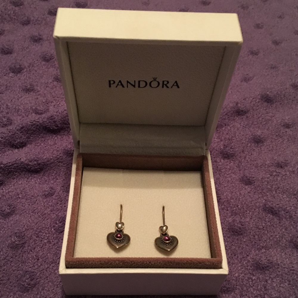 Pandora Pink Heart Earrings
